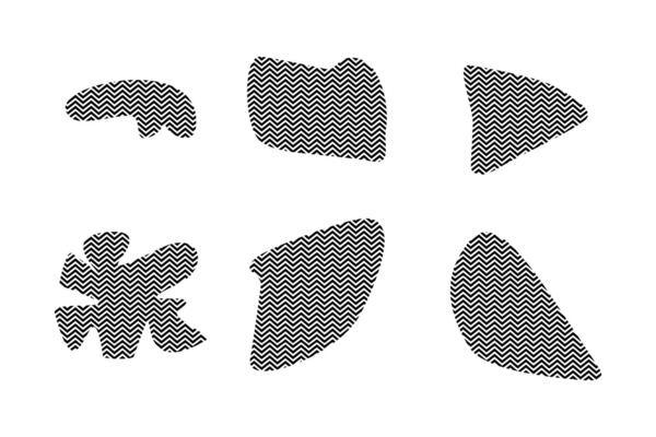 Blobs Fluid Shapes with Zig Zag Stripes pictogram symbol visual illustration Set