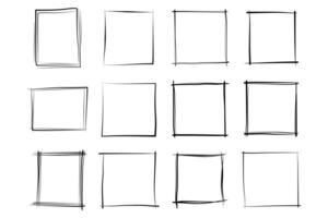 Hand Drawn Frame Square Double Thin Line pictogram symbol visual illustration Set vector