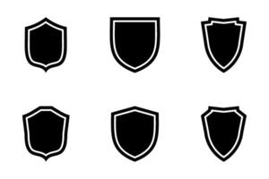 Shield Emblem And Badge Logos Glyph with Frame pictogram symbol visual illustration Set vector