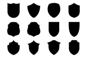 Shield Emblem And Badge Logos Glyph pictogram symbol visual illustration Set vector