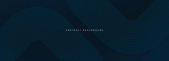 Dark blue abstract background with glowing curved waves. vector