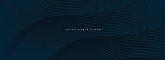 Dark blue abstract background with glowing curved waves. vector