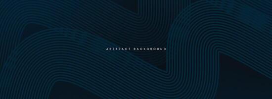 Dark blue abstract background with glowing curved waves. vector