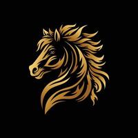 caballo cabeza silueta dorado color vector