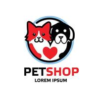 cat and dog pet shop or animal shelter vector