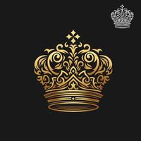 classic golden crown on black background vector