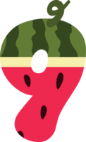 Wassermelone Alphabete und Nummer png