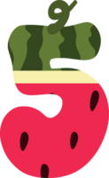 Wassermelone Alphabete und Nummer png