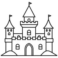 Royal Castle outline coloring book page line art illustration digital drawing vector