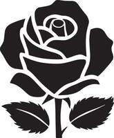 Rose Silhouette Design, Black Rose with Leaves vector