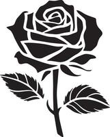 Rose Silhouette Design, Black Rose with Leaves vector