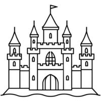 Royal Castle outline coloring book page line art illustration digital drawing vector