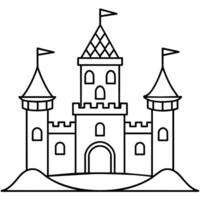 Royal Castle outline coloring book page line art illustration digital drawing vector