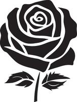 Rose Silhouette Design, Black Rose with Leaves vector