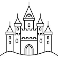 Royal Castle outline coloring book page line art illustration digital drawing vector