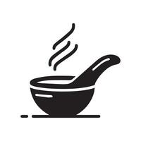 Minimalist logo of hot food in a bowl vector