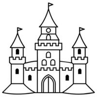 Royal Castle outline coloring book page line art illustration digital drawing vector