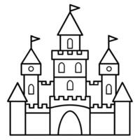 Royal Castle outline coloring book page line art illustration digital drawing vector