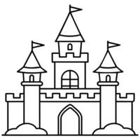 Royal Castle outline coloring book page line art illustration digital drawing vector