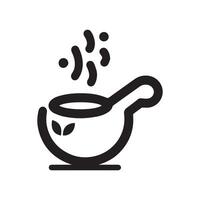 Minimalist logo of hot food in a bowl vector