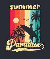Summer paradise retro vintage style t shirt design surfing shirt illustration vector