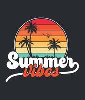 diseño de camiseta vintage retro de vibraciones de verano vector