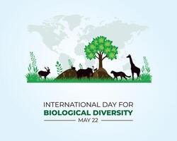 internacional día para biológico diversidad mayo 22 fiesta concepto modelo para antecedentes con bandera póster y tarjeta plano ilustración vector