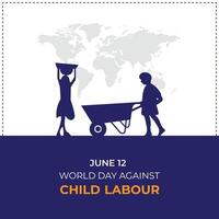 World day against child Labour 12 June stop child labor Template for background with banner poster and card flat illustration vector