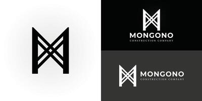 Abstract initial letter M or MM logo in black color isolated on multiple background colors. The logo is suitable for real estate property and construction company logo design inspiration templates. vector