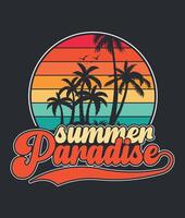 Summer paradise retro vintage style t shirt design surfing shirt illustration vector