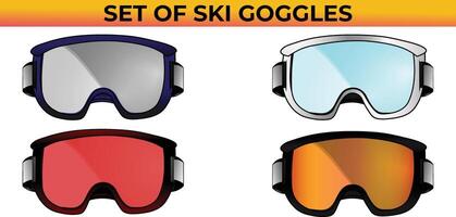 Set of 4 Ski Goggles vector