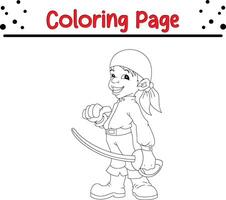 cute boy coloring book page for kids vector