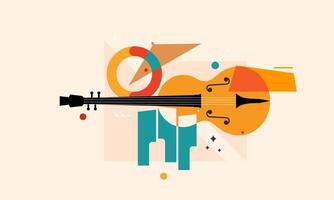 Jazz Music Concept. Concert Instruments Posters with Abstract Geometric Background and Musical Instruments. vector