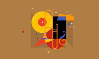 Jazz Music Concept. Concert Instruments Posters with Abstract Geometric Background and Musical Instruments. vector