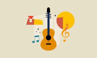 Jazz Music Concept. Concert Instruments Posters with Abstract Geometric Background and Musical Instruments. vector