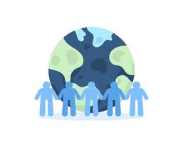 illustration of planet earth and symbol of population of people. world population day. illustration concept design. flat style. graphic elements vector