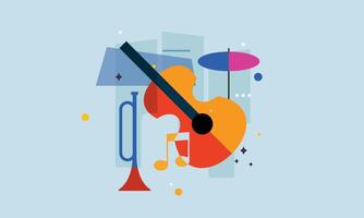 jazz música concepto. concierto instrumentos carteles con resumen geométrico antecedentes y musical instrumentos vector
