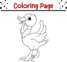 contento Pato animal colorante libro página para niños vector