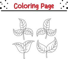 Forest leaves coloring book page vector