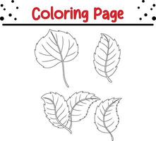 Forest leaves coloring book page vector