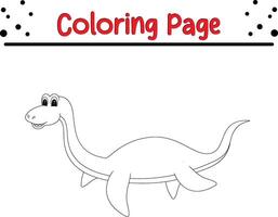 plesiosaurs dinosaur coloring book page for kids vector