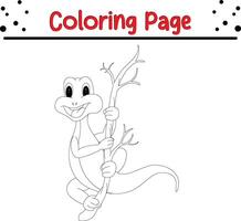 lizard coloring book page for kids vector