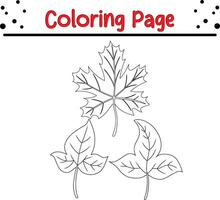 Forest leaves coloring book page vector