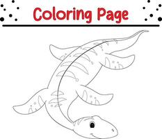 plesiosaurios dinosaurio colorante libro página para niños vector