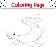 plesiosaurs dinosaur coloring book page for kids vector