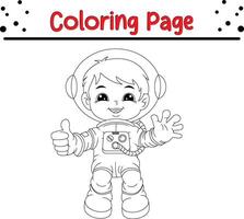 astronaut boy coloring page for kids vector