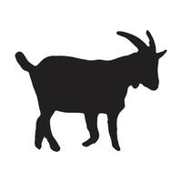 black goat with silhouette, white background vector