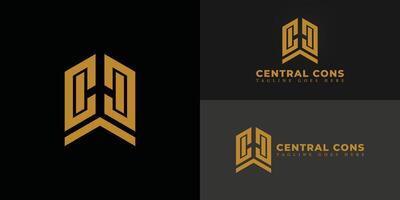 Abstract initial letter C or CC logo in gold color isolated on multiple background colors. The logo is suitable for real estate property and construction company logo design inspiration templates. vector