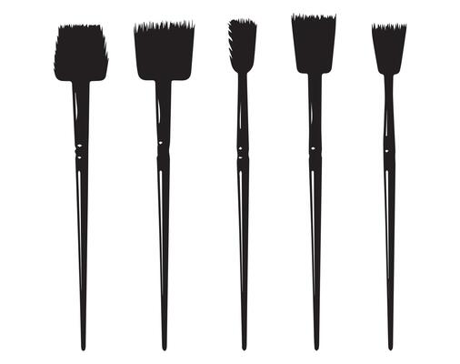 Set of black make up brushes on white background. illustration.