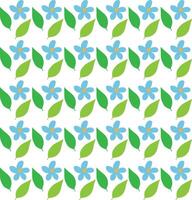 Seamless texture in the form of a floral pattern of leaves and blue flowers on a white background vector